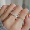 Anillo de plata 925 de cuerpo completo brillante plata rota perla natural de agua dulce diseño nicho ins lujo ligero alto sentido femenino