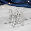 Brincos Geométricos com Franjas e Zircônia Branca Design Brilhante Exquisito de Alto Padrão Único Versátil Moda Gota d'Água Comércio Exterior para Mulheres