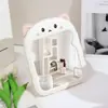 Espejo de tocador de plástico para el hogar de desarrollo propio, Espejo pequeño de moda para dormitorio, Espejo de maquillaje plegable de escritorio con orejas de gato de dibujos animados