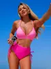Biquíni de duas peças estampado europeu e americano 2027 para mulheres, biquíni triângulo de cintura alta, moda praia para férias na praia de comércio exterior