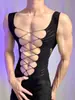 Lobei 2026 Novo Estilo Puro Desejo Plus Size Vazado Bodycon Malha Camisa para Homens, Roupa Sexy para Boate que Valoriza a Figura