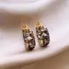 Pendientes de Zirconia con Forma de Cubo de Azúcar Geométrico Estilo Coreano, Simples y Elegantes, Modernos y Versátiles, Pendientes de Lujo Ligero y de Gama Alta