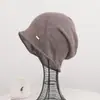 Gorro holgado de punto fino con pliegues para mujer, mezcla de lino, para primavera y otoño, protección solar, gorro de punto fino, visera, gorro para el posparto