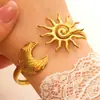 Pulseiras Assimétricas de Alta Qualidade Europeias e Americanas para Mulheres, Pulseiras de Aço Inoxidável, Conchas de Búzio, Sol, Borboleta, Flor, Joias de Mão Geométricas