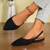 Comercio exterior transfronterizo talla grande 2026 otoño nuevo estilo sandalias planas sin talón de punta cerrada para mujer, sandalias casuales cómodas para mujer