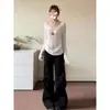 Suéter de Punto Base con Cuello en V Pure Desire para Mujer, Ropa Interior de Otoño e Invierno, Estilo Perezoso, Corte Entallado, Ceñido a la Cintura, Top de Manga Larga Spicy Girl