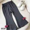 Nueva colección de primavera y otoño: elegante y dulce diseño de corbata de moño, pantalones anchos de moda estilo coreano para niñas