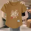 Comércio Exterior Transfronteiriço Último Estoque Grande Marca Estilo Chinês Camiseta de Manga Curta Feminina Moda Elegante Estampada Novo Estilo Chinês Top Feminino