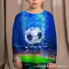 Camiseta de Manga Larga con Estampado 3D Divertido de Fútbol para Niños Verano Moda Callejera Casual Camiseta Ropa para Niños y Niñas