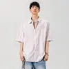 Camisa Rayada Nasa para Hombre Verano Seda de Hielo Secado Rápido Casual Manga Corta Nueva 2025 Marca Moderna Americana Retro Manga Media