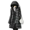 Chaqueta Ligera de Plumas para Mujer Otoño e Invierno 2026, Abrigo de Plumas de Longitud Media Ajustado, Tallas Grandes con Capucha Desmontable