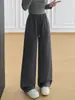 Pantalones de Chándal de Algodón de Tiro Bajo de Moda para Primavera y Otoño, Versátiles para el Trabajo, Corte Relajado, Versión Recta Estrecha, Adelgazantes, Pantalones de Chándal de Pierna Ancha hasta el Suelo
