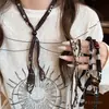 Cachecol de Seda Estampado de Leopardo Outono e Inverno Colar de Pérolas Corrente de Suéter Elegante de Alta Qualidade Design de Nicho Colar Versátil Joias para Mulheres