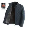 Jaqueta Acolchoada com Forro de Lã para Outono e Inverno, Casaco de Algodão Quente para Pai, Roupa Externa de Algodão com Gola Reversível para Homens de Meia-Idade e Idosos