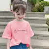 Camiseta de Manga Corta para Niña Ropa de Verano 2026 Nueva Camiseta de Verano 100% Algodón para Niños Camiseta Fina de Manga Media Larga para Niños