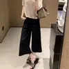 Traje de Hielo de Seda de Nueve Puntos de Verano Pantalones de Pierna Ancha para Mujer 2026 Nuevos de Cintura Alta Pierna Recta Versátiles Sueltos Adelgazantes Pantalones Casuales