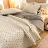 Capa de cama/cobertor dupla face para todas as estações, um lado é 100% algodão e o outro é fleece de bebê, espessado e acolchoado para aquecimento, adequado para camas de tatami