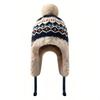Sombrero de Lana Estilo Étnico Otoño e Invierno Protección para las Orejas de Mujer Punta de Felpa Resistente al Viento para Ciclismo Cálido con Forro de Lana Sombrero Tejido