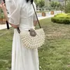 Bolsa de Palha Tecida de Verão 2026 para Mulheres, Bolsa de Praia para Férias, Bolsa Transversal de Ombro, Bolsa Sela de Axila, Bolsa Pequena Tecida