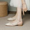 Zapatos de punta cuadrada francesa para mujer verano 2025 nuevos con falda noche temperamento suave zapatos de dama sandalias de perlas al por mayor