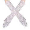 Luvas Longas de Renda Pretas para Halloween Vestido de Noite Feminino Vestido de Casamento Vestido de Noiva Preto Mangas Sexy