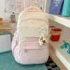 Mochila nueva de gran capacidad para niñas, simple y versátil para uso en el campus, fresca y dulce, ligera, moderna y casual.