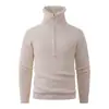 Suéter masculino de tricô quente, cor sólida, corte solto, manga longa, simples e casual, estilo europeu e americano, adequado para outono e inverno
