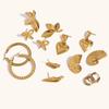 Aretes de Moda de Acero Inoxidable Chapado en Oro de 18K de Venta Caliente Transfronteriza Europea y Americana de Avión de Papel Hoja Lazo Amor en Forma de Abanico para Mujer