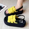 Sandalias de Tira Única con Suela Gruesa y Punta Abierta de Lujo Ligero para Mujer, Nuevas Sandalias Casuales Tejidas con Hebilla de Verano 2026 para Mujer