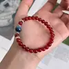 Estilo Nacional Original Feito à Mão Ágata Vermelha Natural Pulseira Cristal Azul Design de Virada de Sorte Sensação de Alto Padrão Estilo Étnico Retrô Joia de Mão