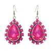 Colgante Cuadros Gota de Agua Incrustado de Diamantes Nuevo Transfronterizo Pendientes de Turquesa Personalizados Retro de Alta Calidad para Fiesta de Mujer