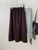 Elegante saia midi de lã mista, estilo coreano, corte reto, caimento relaxado, com cordão, para mulheres, cintura alta, com fenda, coleção outono 2026