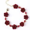 Agite as explosões sonoras cinnabar todo o caminho pulseira de flor crua alto teor pulseira rosa joias para enviar amigas presente mão rápida