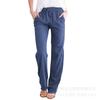 Pantalones Casuales de Algodón y Lino de Talla Grande Transfronterizos Verano 2024 para Mujer Estilo Casual con Tirantes Pantalones Rectos Ebaywish