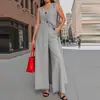 Conjunto de Dos Piezas para Mujer, Elegante Estilo Callejero, sin Mangas, Largo, con Pantalones de Pierna Ancha, Color Sólido, Atuendo para Ir al Trabajo, Verano 2025