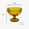 Copa de Vino Retro de Vidrio con Relieve de Diamante de Colores para Uso Doméstico, Copa de Vidrio Grueso Resistente al Calor con Base Corta y Alta, Copa de Champán de Vidrio Estilo Europeo