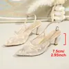 Sandalias de Encaje Calado Nuevas Primavera 2026 Punta Fina Tacones Altos Cómodos Malla Tacón Delgado Zapatos de Mujer Comercio Exterior Transfronterizo