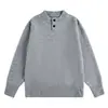 Suéter de punto Henley multicolor para hombre, dos botones, holgado, casual, estilo japonés, suave, pegajoso, punto de color mixto, estilo perezoso