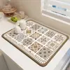 Tapete Quadrado Retrô para Ralo de Cozinha, Venda Quente Transfronteiriça, Terra de Diatomáceas, Absorvente de Água, Antiderrapante, Tapete de Mesa com Isolamento Térmico, Antiderrapante