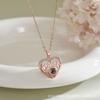 Collar de Proyección de Corazón con Incrustaciones de Diamantes Corazón Europeo y Americano Día de la Madre 100 Idiomas Te Amo Imagen y Texto Cadena para la Clavícula Versátil