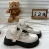 Sapatos Mary Jane brancos estilo francês com plataforma para mulheres, nova coleção 2026, verão e outono, bico redondo, versáteis, retrô e que aumentam a altura