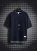 Waffled camiseta de manga curta verão homens falsos de duas peças soltas meia manga camiseta gelo seda fina pescoço redondo moda roupas de marca