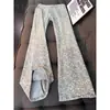Jeans jacquard de ajuste cómodo con estrellas completas para hombre, pantalones lavados de alta gama para primavera, jeans acampanados estilo americano tie-dye