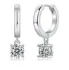 Aretes de Moissanita para Mujer, Aretes Cuadrados de Botón, Clips para Orejas, Aretes de Plata S925, Aros Ligeros de Lujo, Accesorios para Orejas con un Toque de Alta Gama