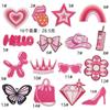 Pegatina de Tela Bordada con Lazo Rosa Decoración para Ropa Parche de Amor Amor Broche para el Cabello Hecho a Mano Joyería Etiqueta de Tela Bordada por Computadora