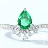 Comercio exterior transfronterizo nuevo anillo de diamante de alto carbono verde para abuela Anillo índice de dedo tesoro colorido de plata S925 moda estilo europeo y americano