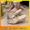 Diseño Nicho Mariposa Sandalias Impresionantes para Mujer Verano Ropa Exterior 2025 Nuevo Estilo Hada de Una Línea Zapatillas de Cristal de Tacón Alto