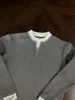 Suéter Henley WHIMNOON "Falso Duas Peças Costurado à Mão" Lã Merino Importada da Austrália