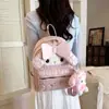 Mochila Rosa de Conejito Ins Linda de Dibujos Animados para Mujer con Lazo Texturizado, Bolsa Escolar para Estudiantes, Mochila en Stock al por Mayor