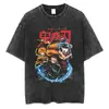 Camiseta Gráfica de Anime Harajuku para Hombre Estilo Callejero Retro Algodón Lavado Ácido Camiseta Oversize Manga Corta Holgada Top Camiseta Estilo Europeo y Americano